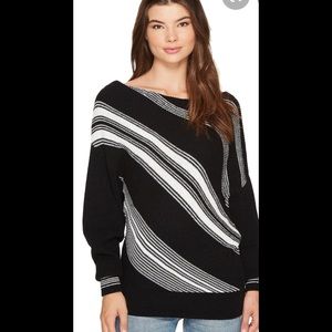 Free People Blck/Wht Striped Dolman Sweater XS
